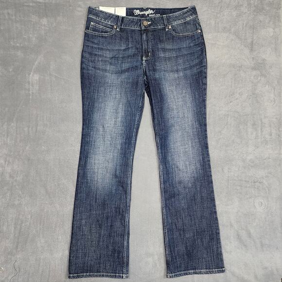 Wrangler Boot Cut Jeans Dark Wash 15/16 x 34 Mid rise - Picture 1 of 10